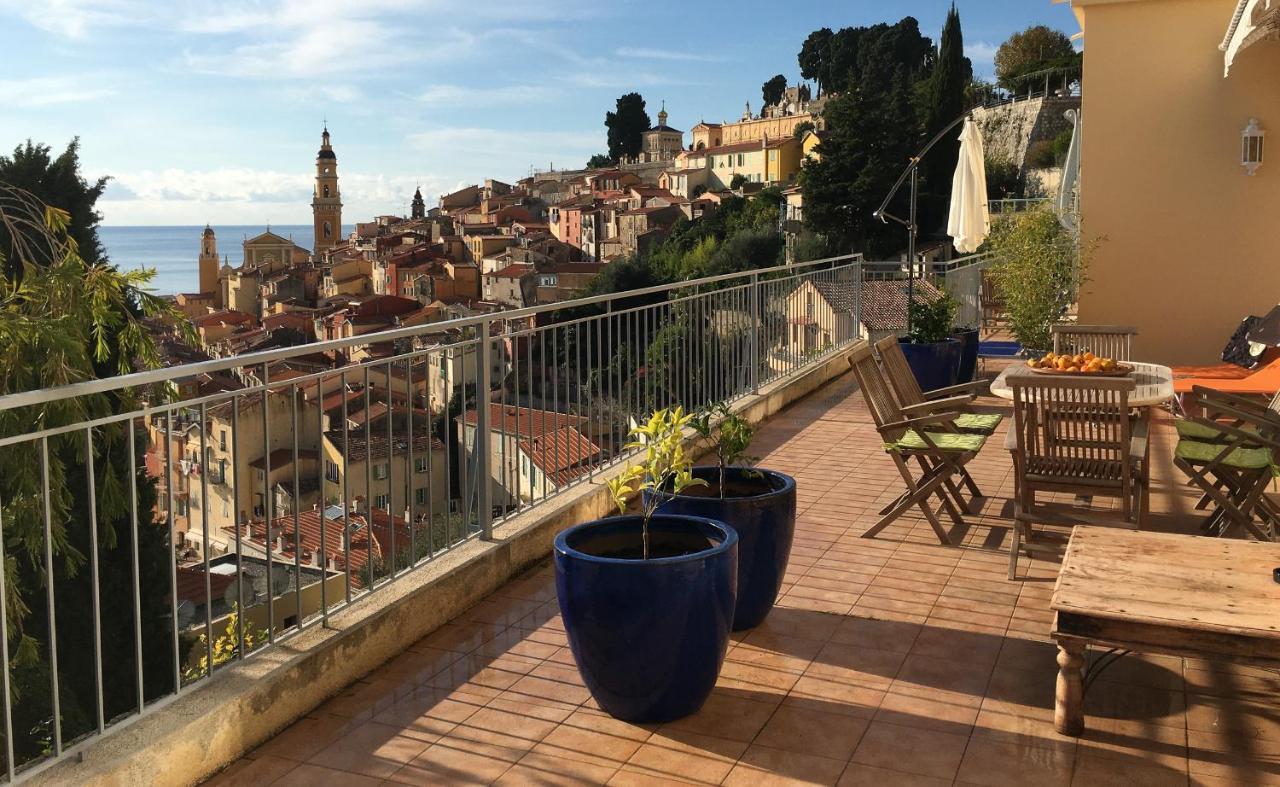 Villa L'Ensoleillee Vue Panoramique Mer, 250 M De La Plage Et Du Centre Ville Menton Eksteriør billede